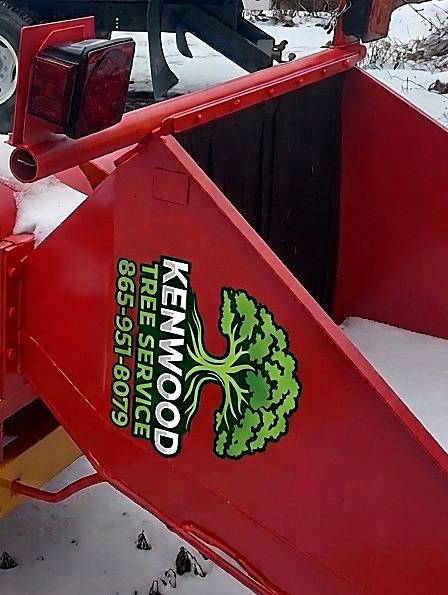 Kenwood Tree Service logo decal on the chipper